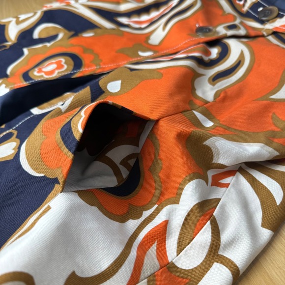 J.Crew Paisley Floral Jacket Womens 4 Orange Navy Excellent Cropped Retro 77388 - Picture 10 of 13